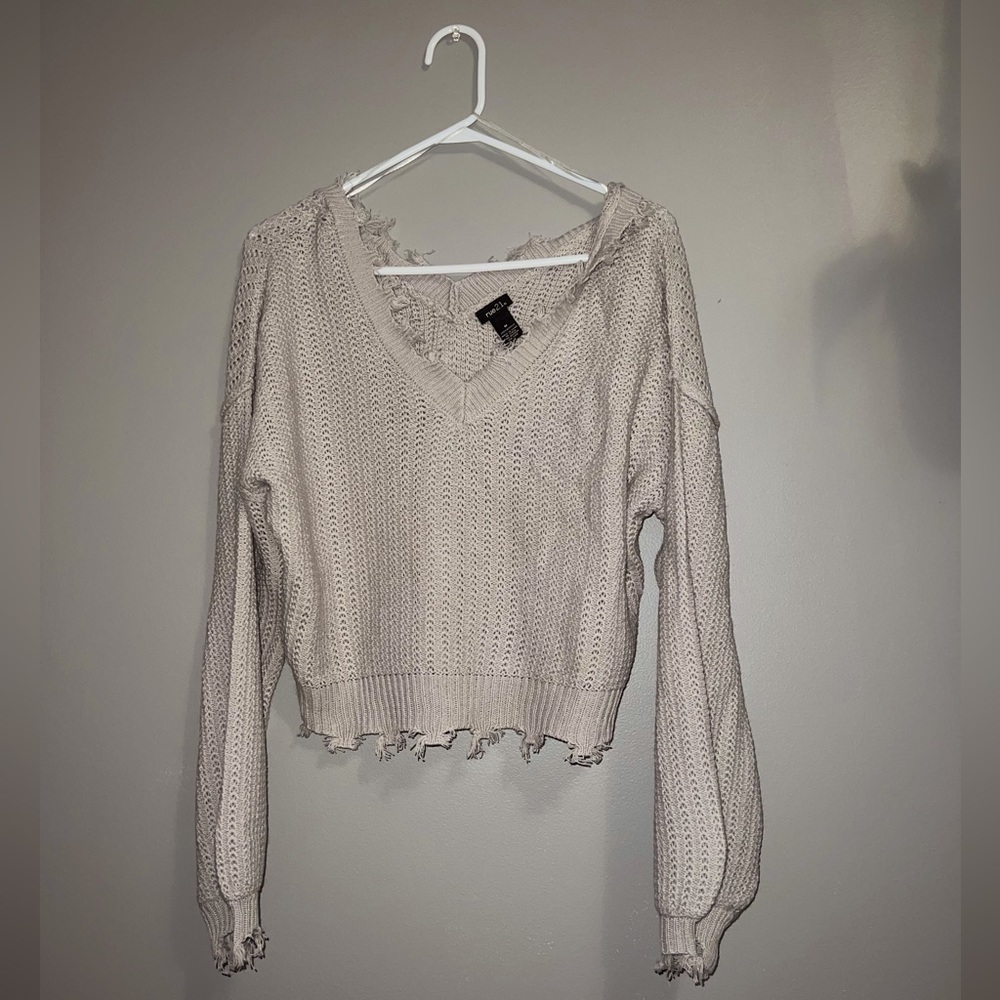 Rue21 gray fringe sweater size medium